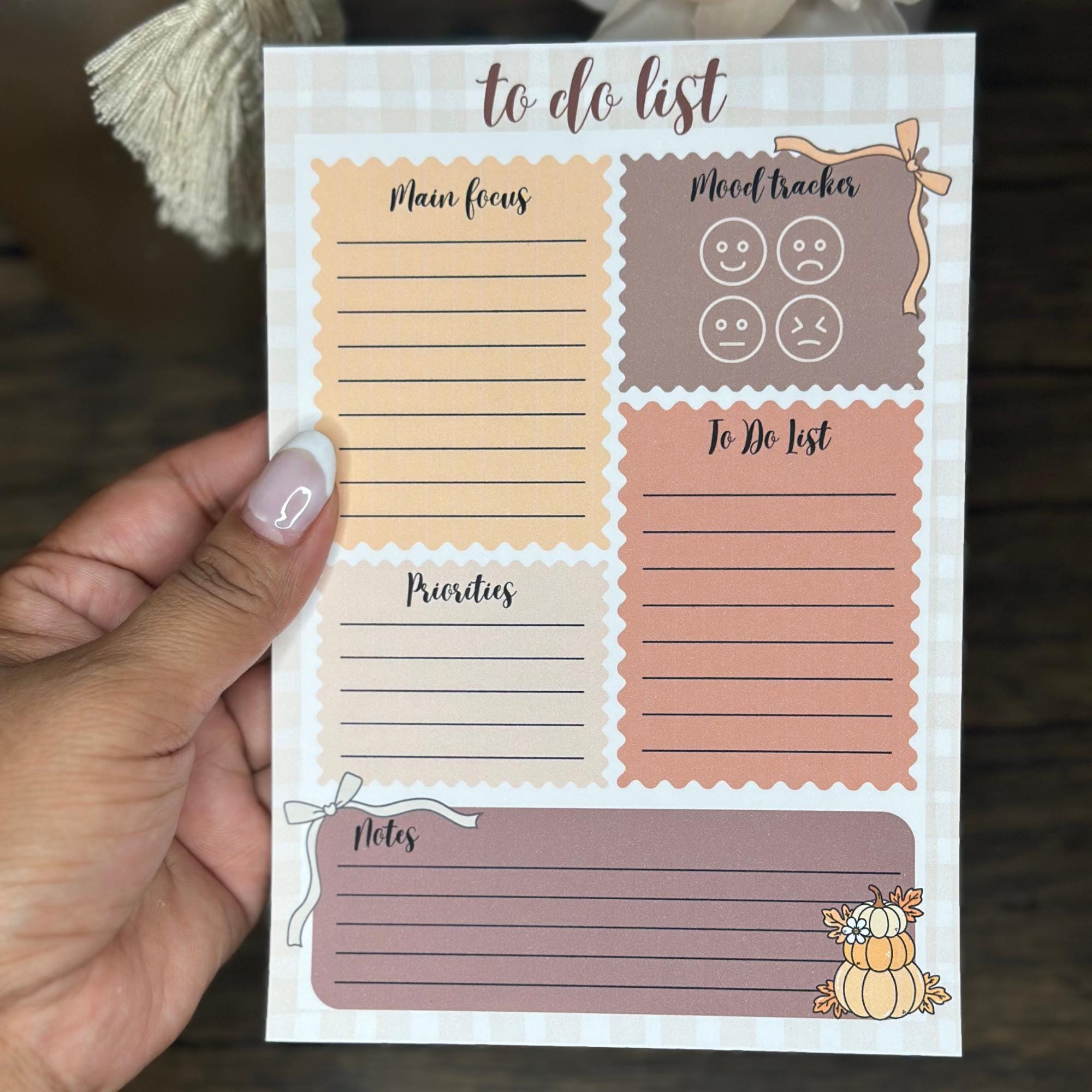 Fall To-Do List Notepad | Cozy Autumn Planner Pad, Mood Tracker