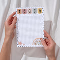 Boho Teacher Notepad: Rainbow Floral Grid Paper - 5x7"