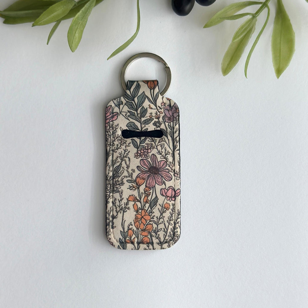 Chapstick Holder Keychain, Custom Lipstick Holder, Floral Lip Balm Keychain, Cute Keychain Gifts For Girls