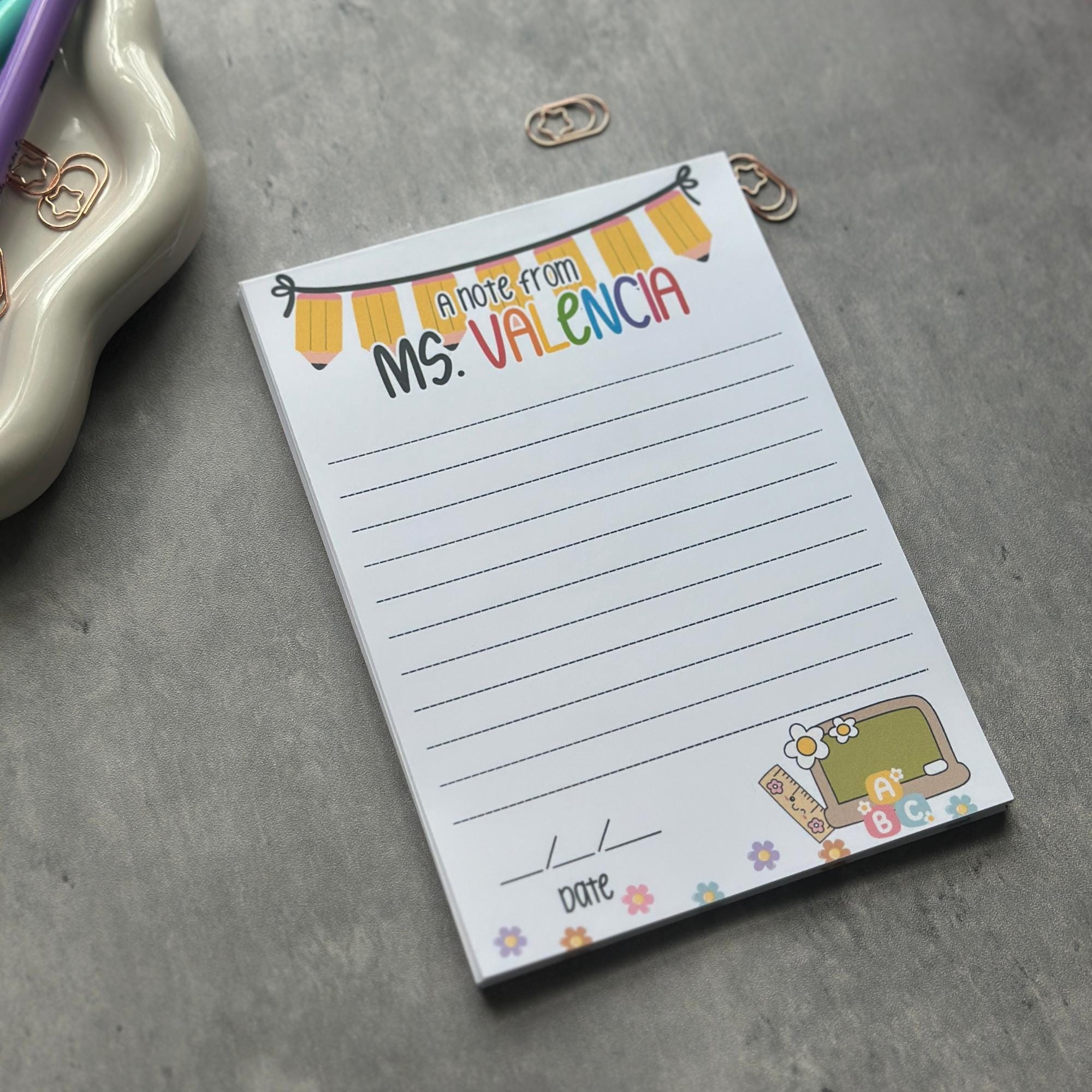 Personalized Teacher Notepad: Custom School Stationery, Classroom Notes