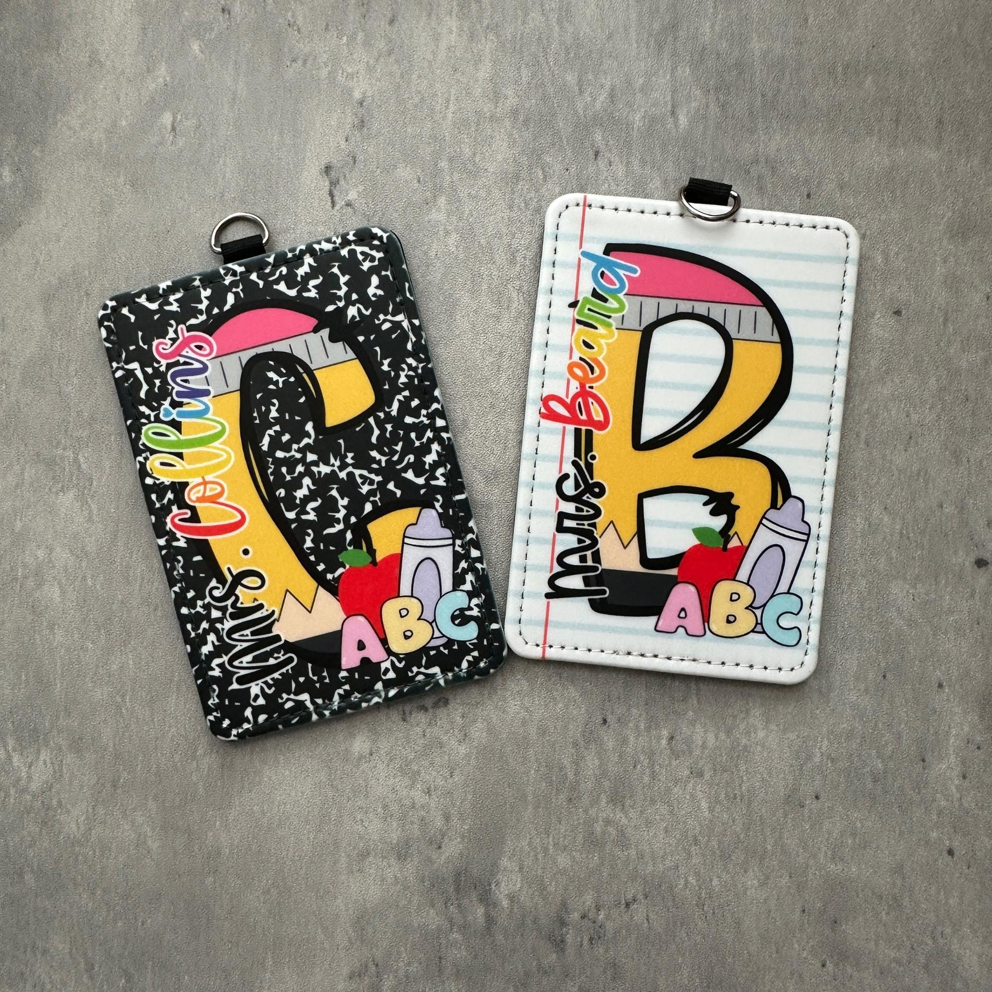 Personalized Teacher ID Badge Holder, Custom Name Vertical Badge Holder, Teacher Work Accessory