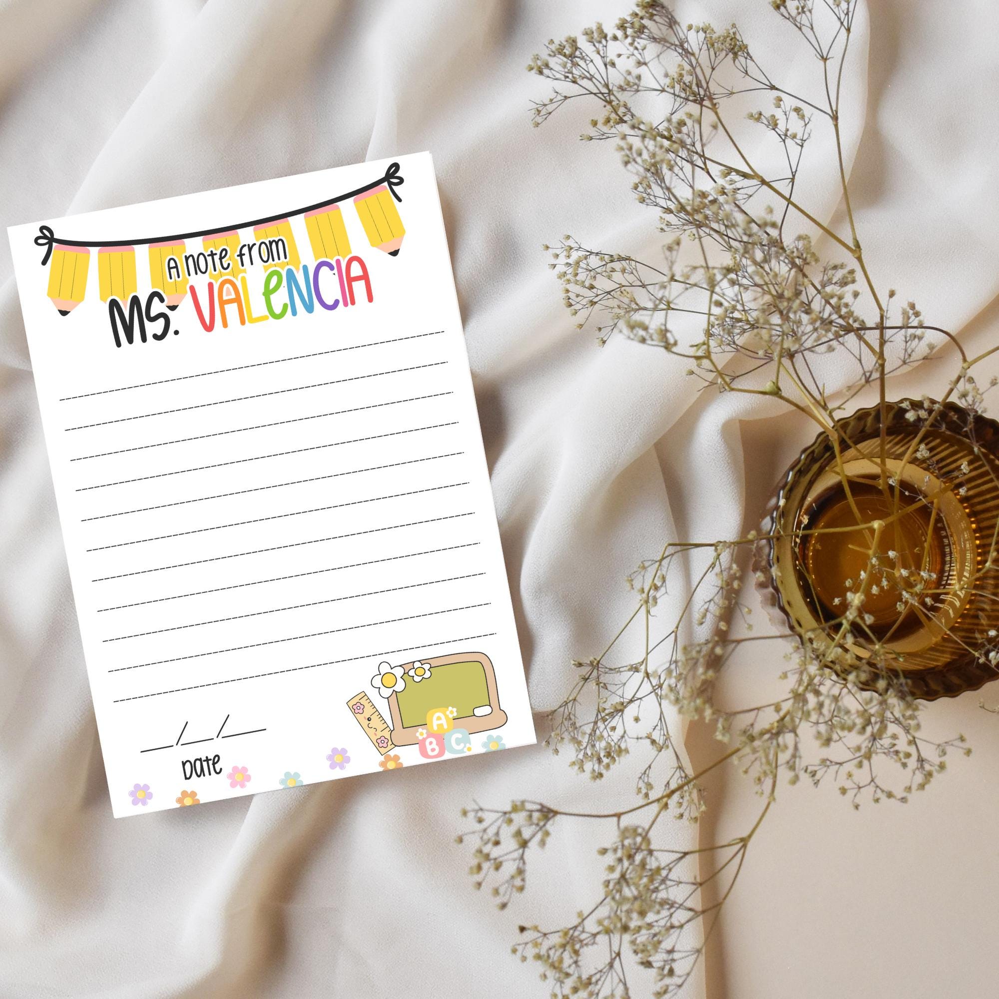 Personalized Teacher Notepad: Custom School Stationery, Classroom Notes