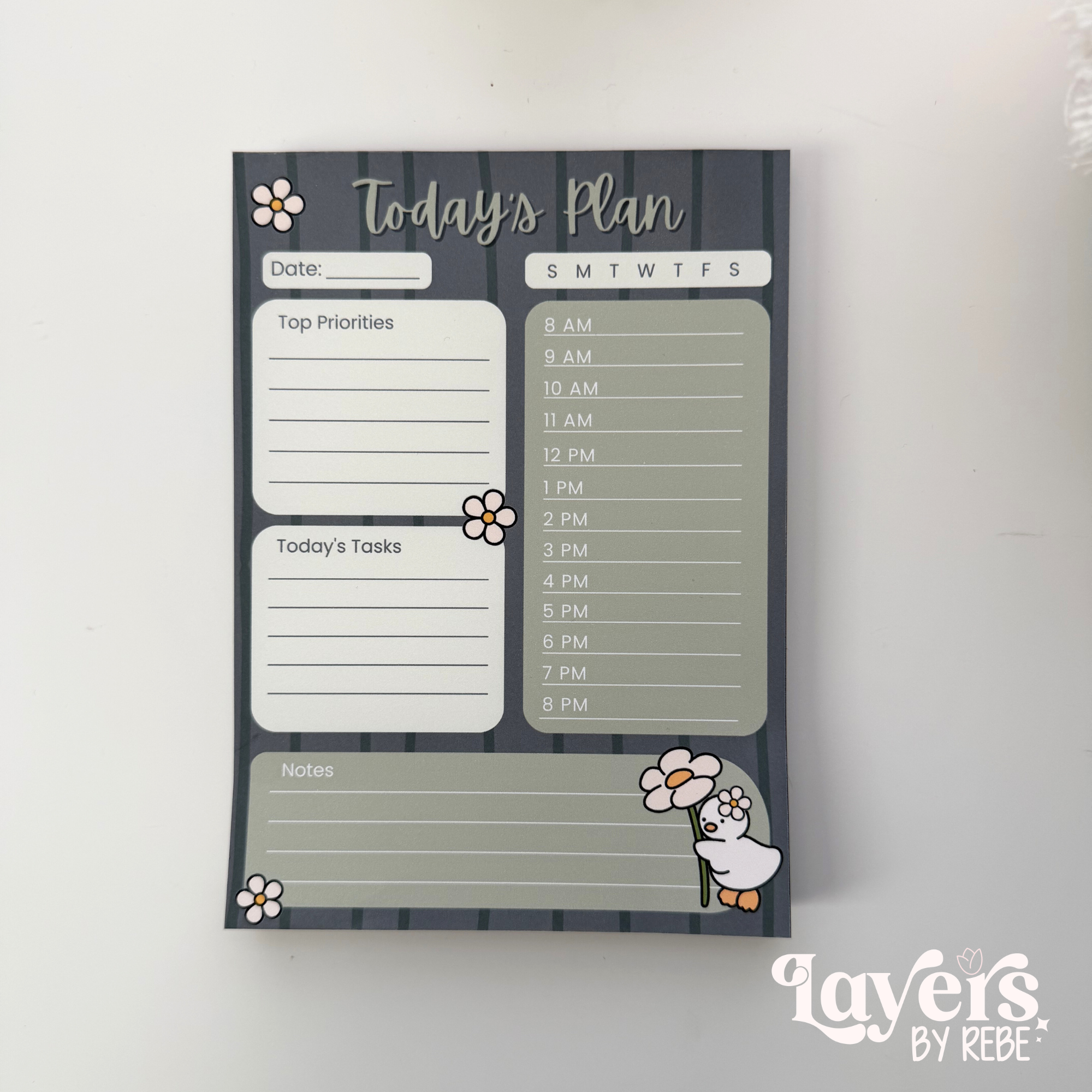 Cute Duck Daily Planner Notepad | 5x7 Productivity Desk Pad | Today's Plan Task Organizer