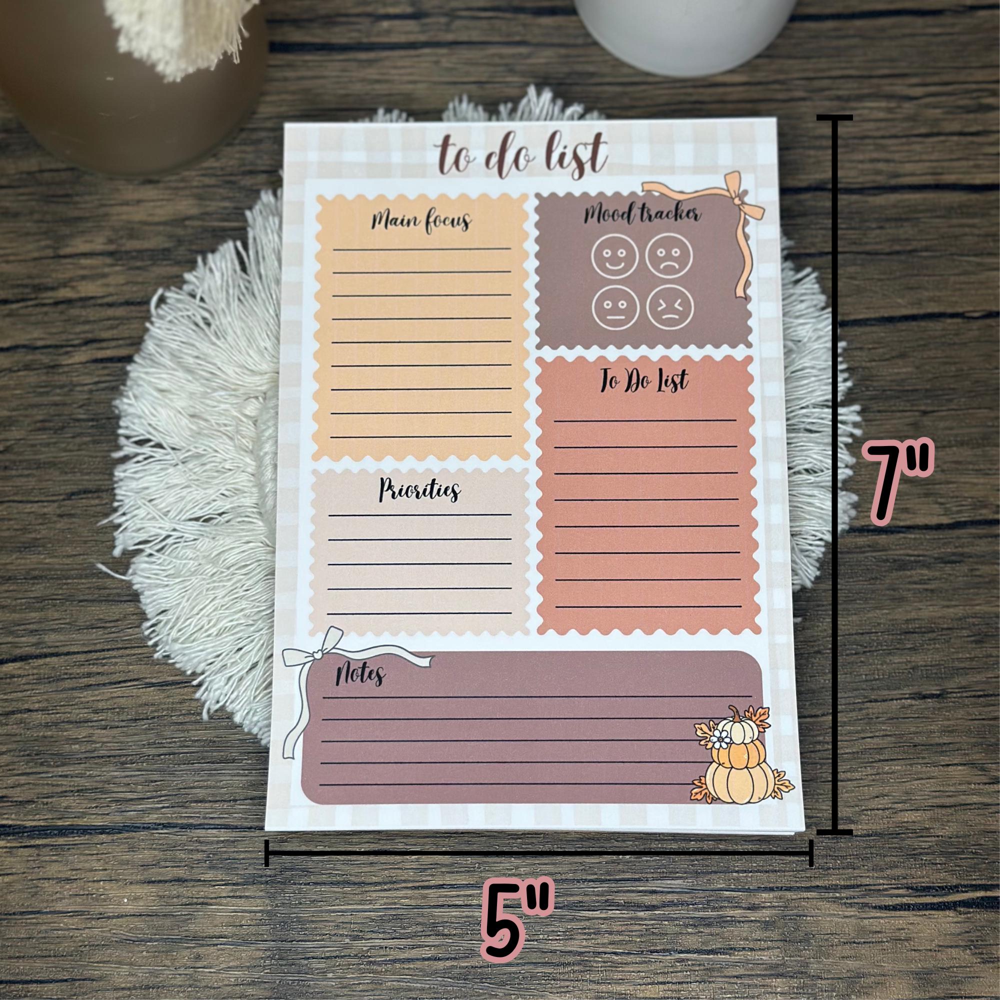 Fall To-Do List Notepad | Cozy Autumn Planner Pad, Mood Tracker