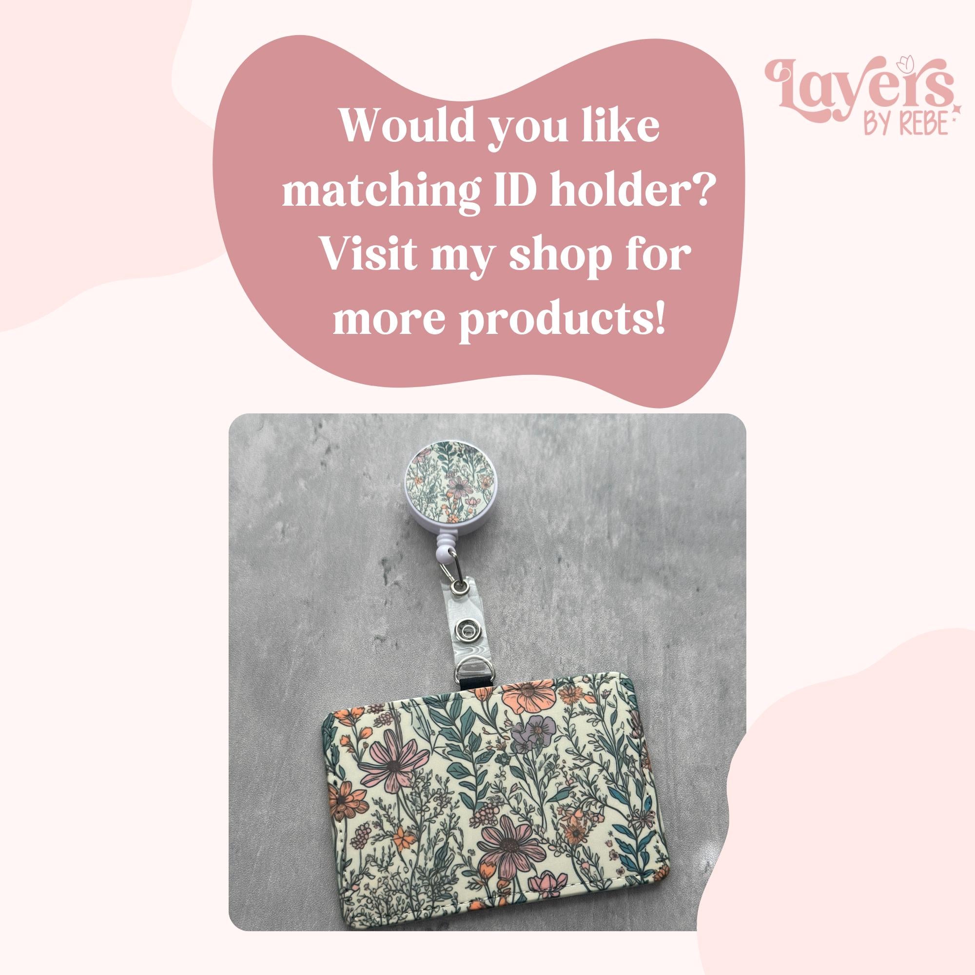 Floral Retractable ID Badge Reel, Boho Nurse Badge Holder