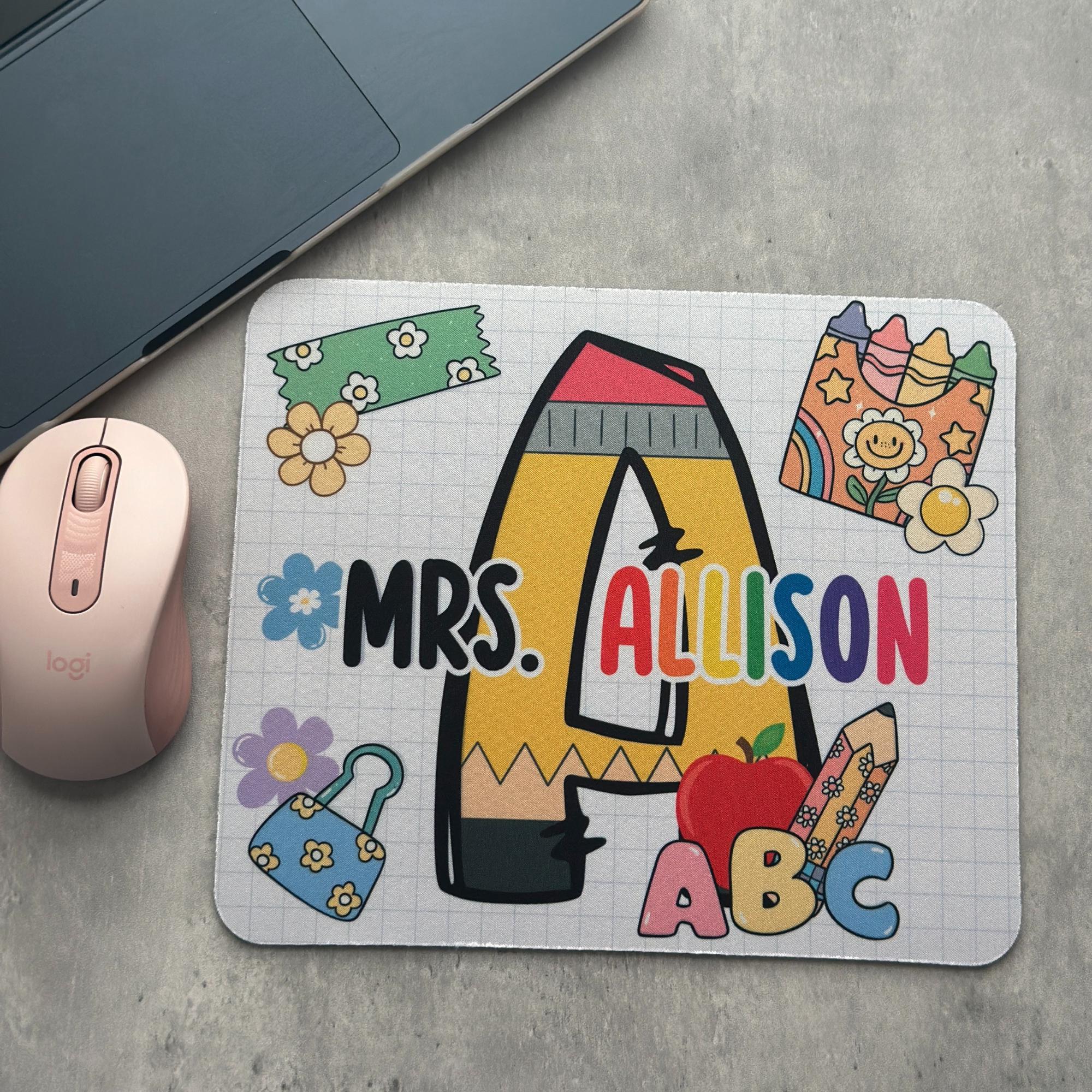 Personalized Teacher Mouse Pad, Back To School Gift, Classroom Decor