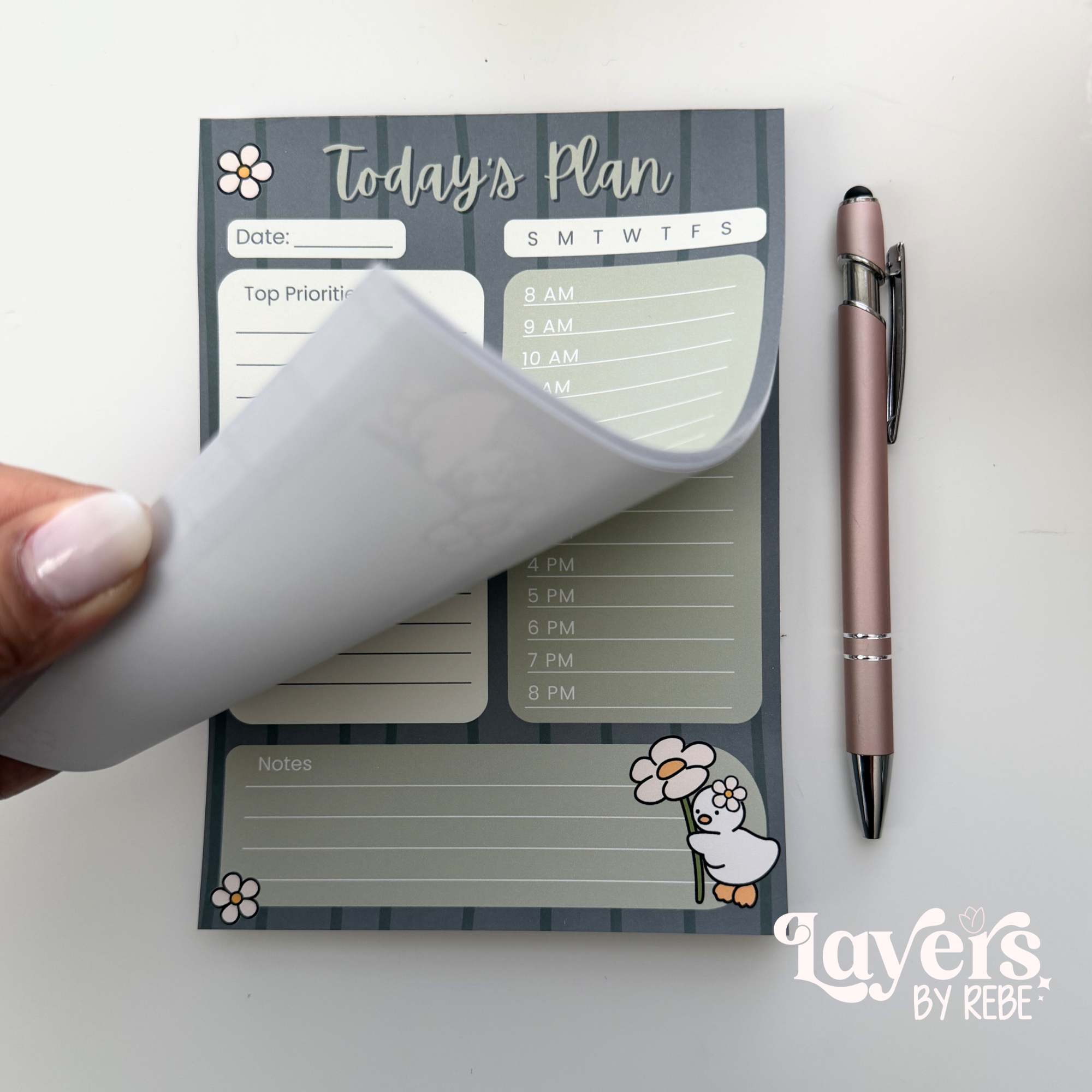 Cute Duck Daily Planner Notepad | 5x7 Productivity Desk Pad | Today's Plan Task Organizer