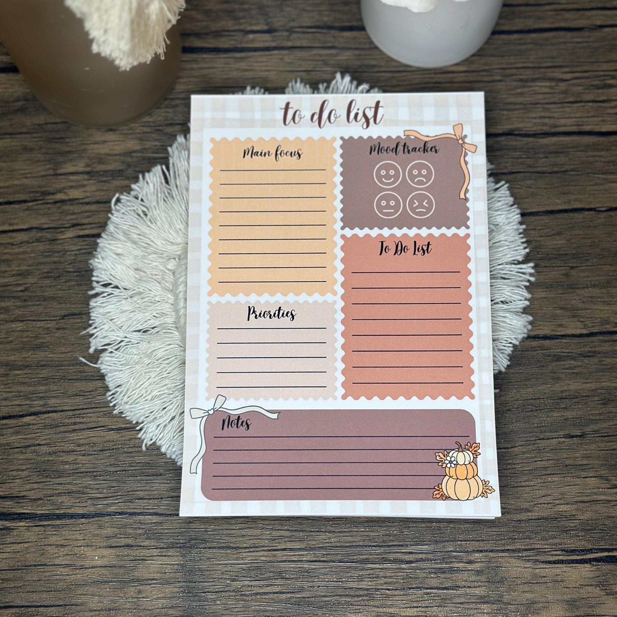 Fall To-Do List Notepad | Cozy Autumn Planner Pad, Mood Tracker