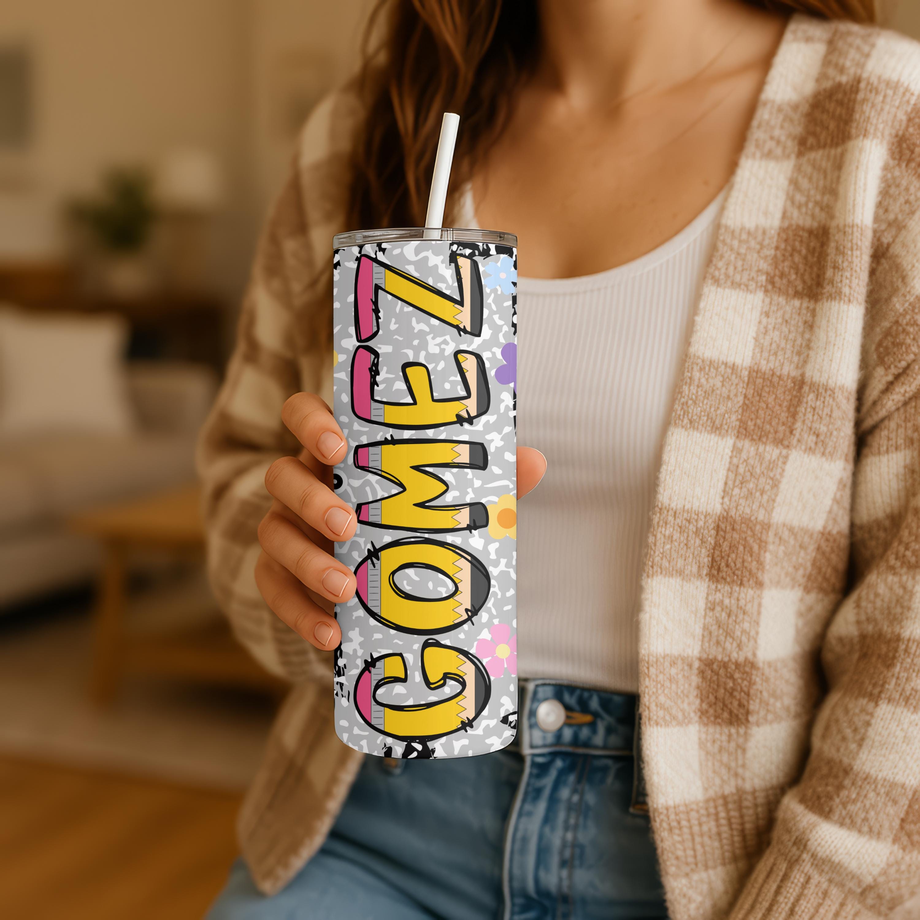 Personalized Teacher Tumbler 20oz | Custom Name Composition Tumbler | Teacher Gift | Back to School Cup