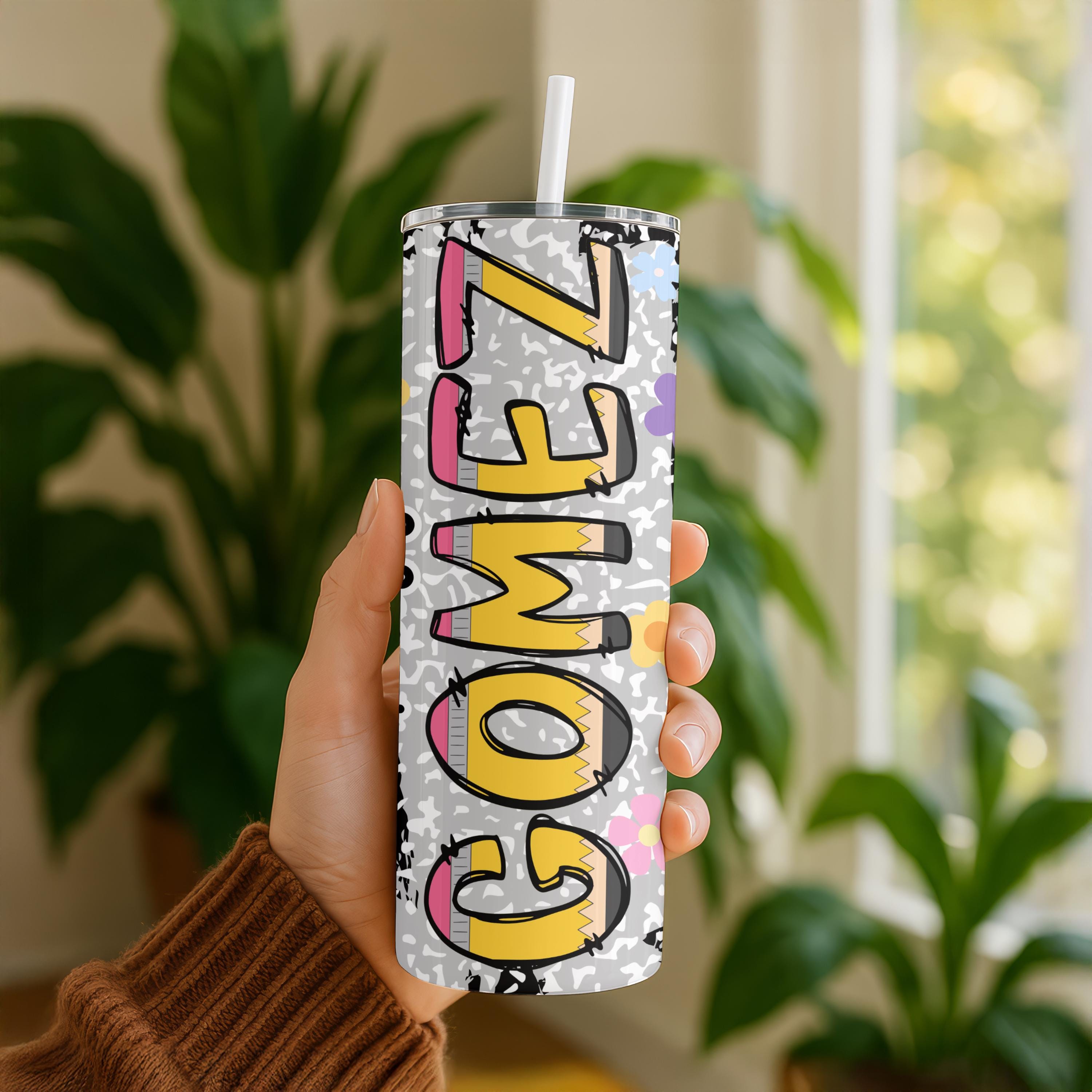 Personalized Teacher Tumbler 20oz | Custom Name Composition Tumbler | Teacher Gift | Back to School Cup