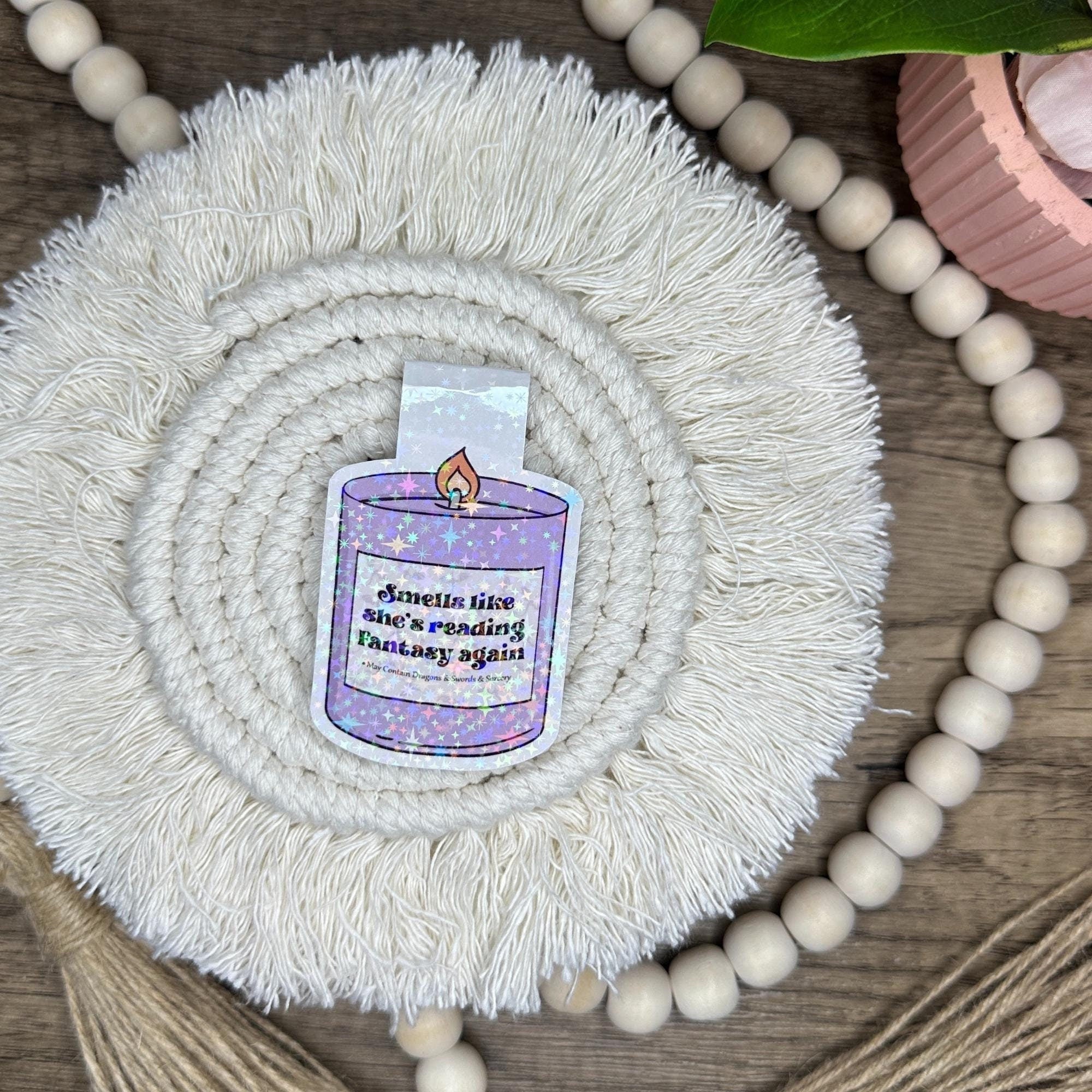 Holographic Candle Magnetic Bookmark, Fantasy Readers