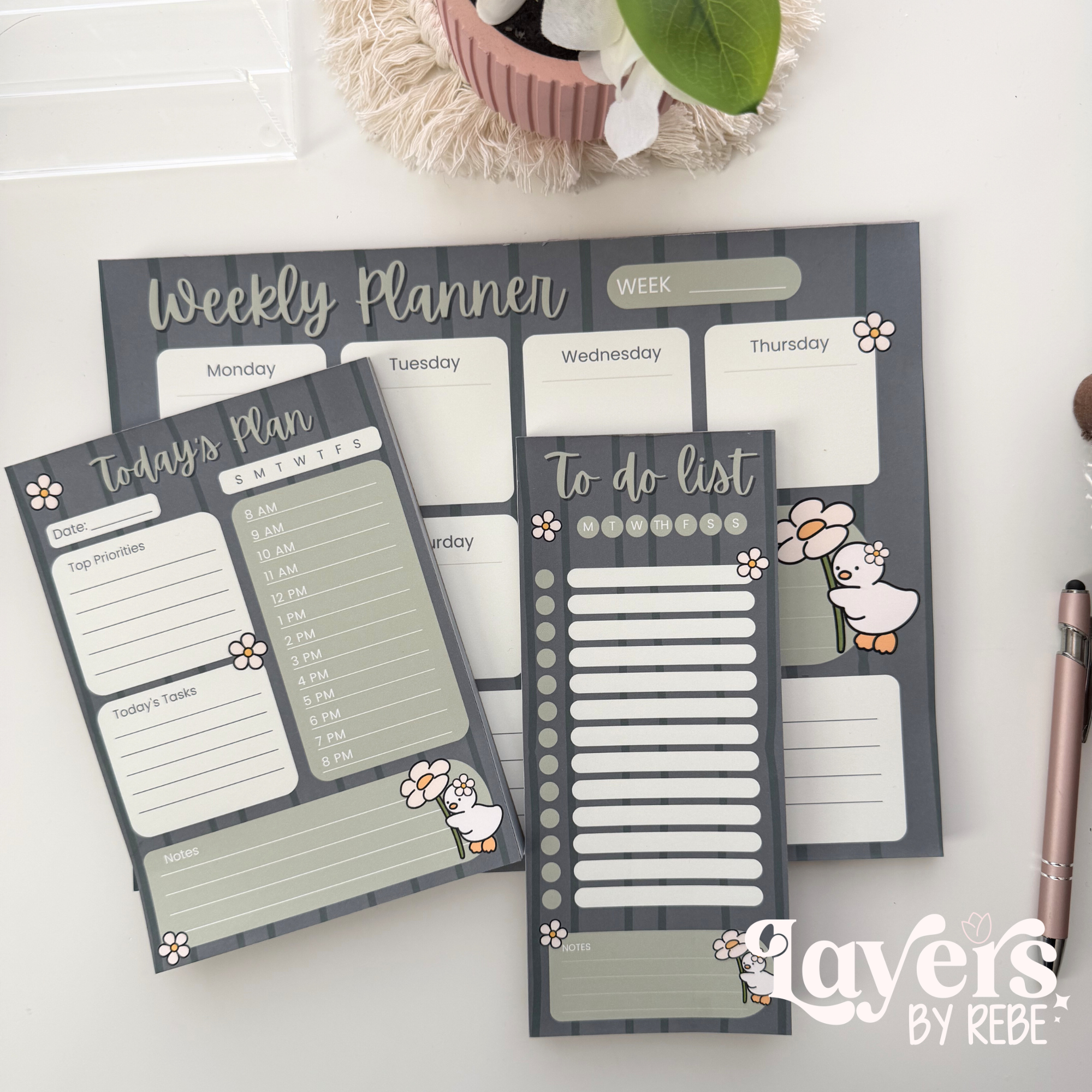 Cute Duck To-Do List Notepad | 3.5x8 Daily Task Planner Pad | Aesthetic Desk Checklist Notepad