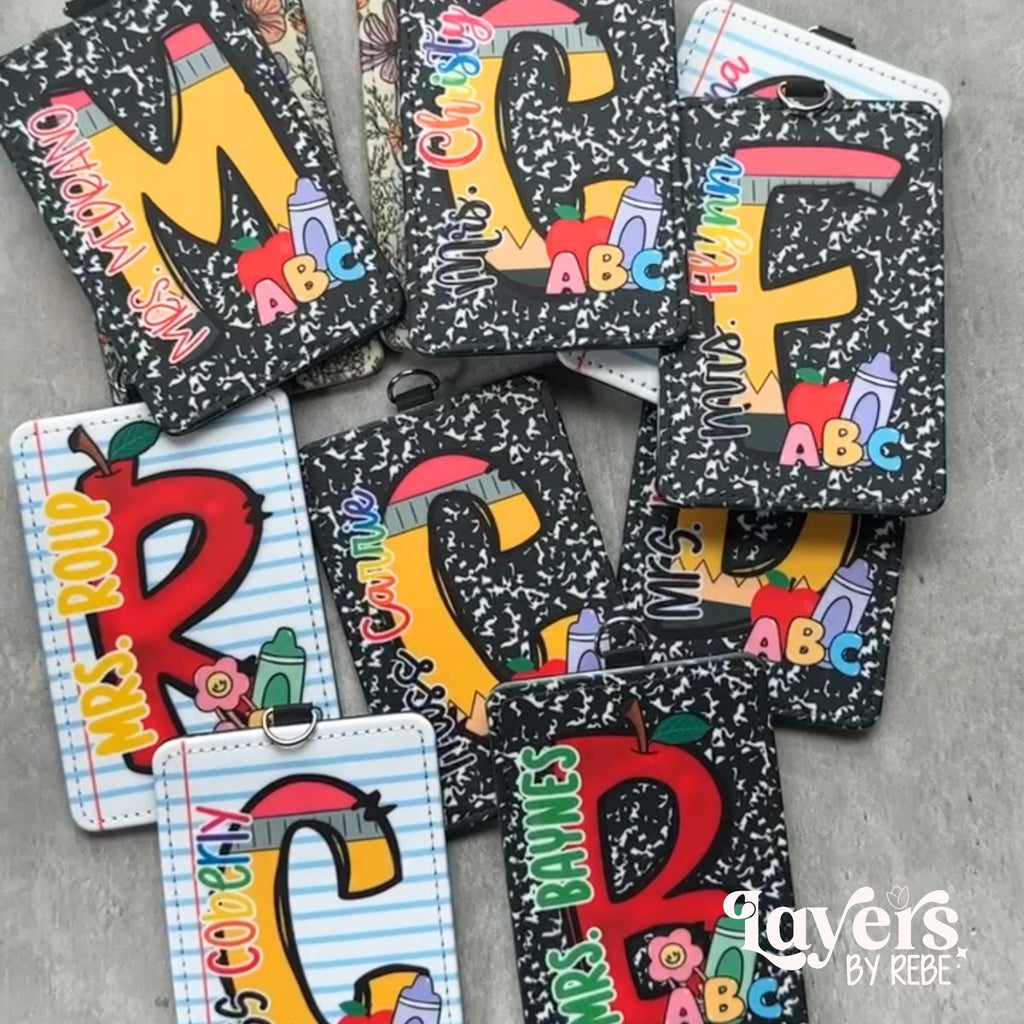 Personalized Teacher ID Badge Holder, Custom Name Vertical Badge Holder, Teacher Work Accessory