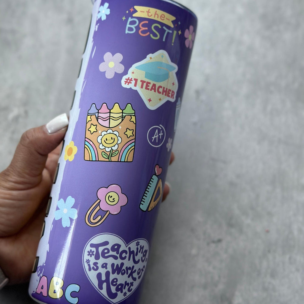 Personalized Teacher Tumbler, Stainless Steel Water Bottle with Straw