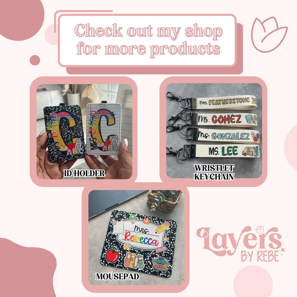 Custom Teacher ID Badge Holder, Personalized Badge Holder, Horizontal compositon notebook Lanyard Accesssory, Cute Gifts For Teachers