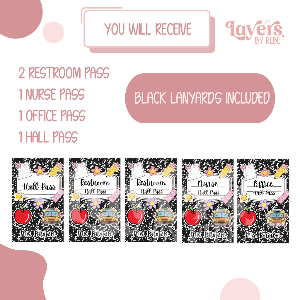 Teacher Hall Pass Set with Lanyard