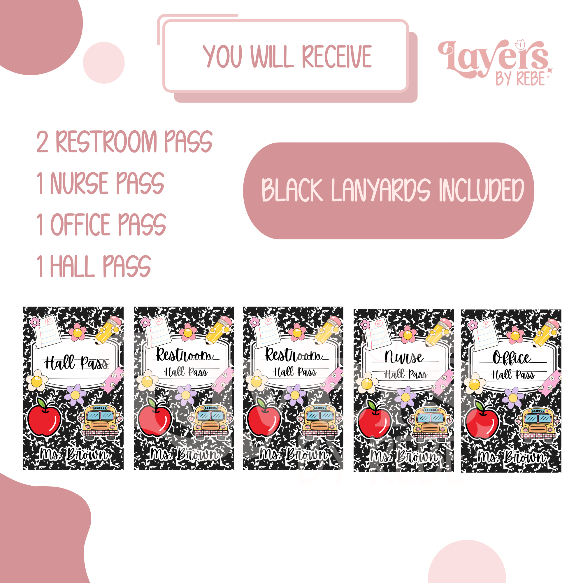 Teacher Hall Pass Set with Lanyard