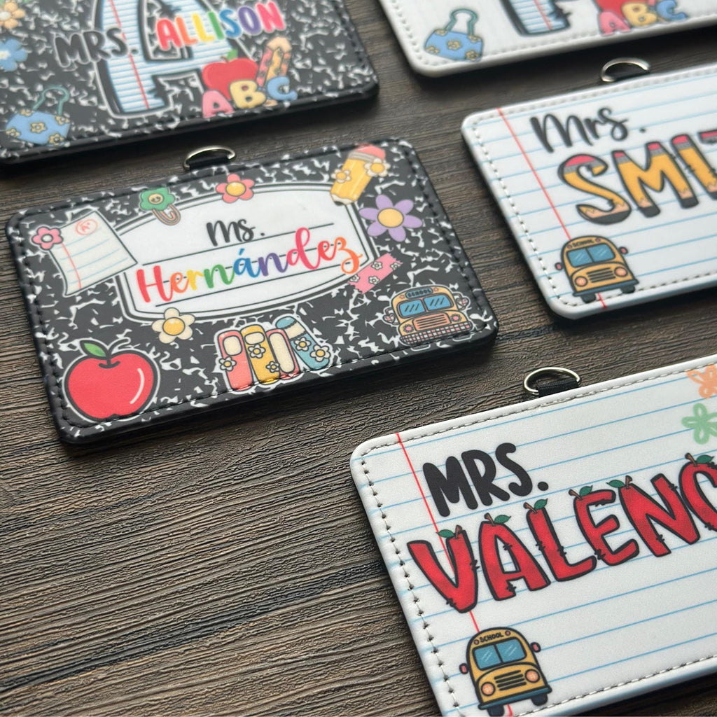 Custom Teacher ID Badge Holder, Personalized Badge Holder, Horizontal compositon notebook Lanyard Accesssory, Cute Gifts For Teachers