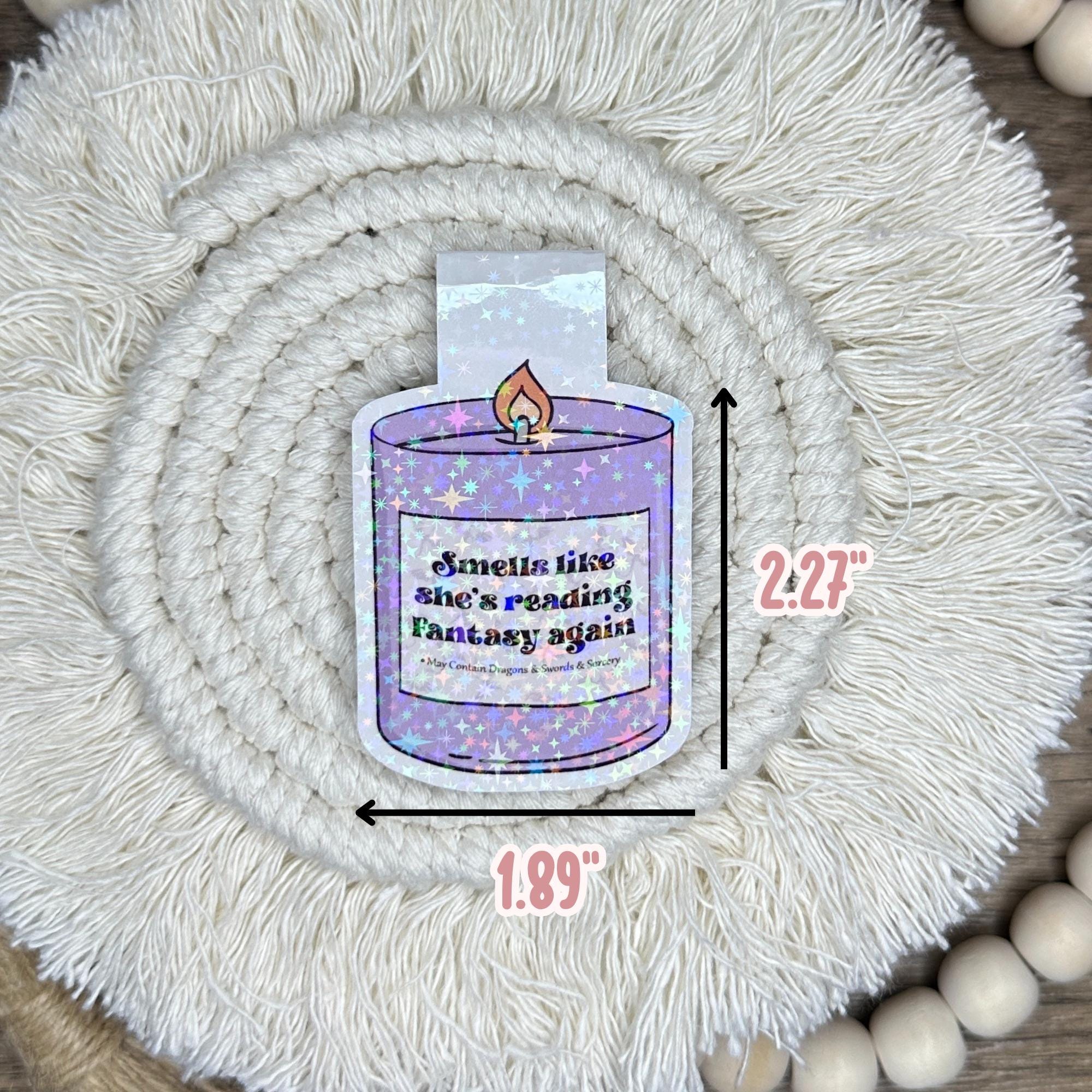 Holographic Candle Magnetic Bookmark, Fantasy Readers