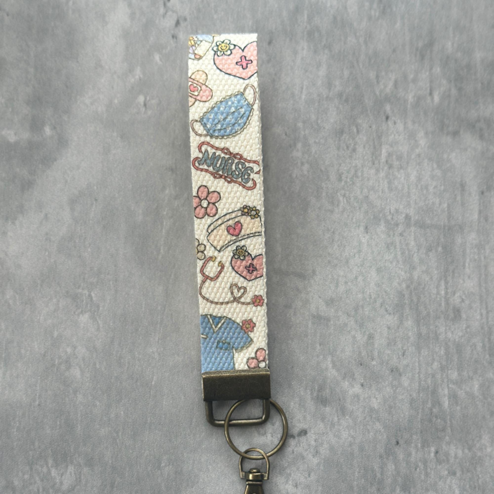Profession Wristlet Keychain Lanyard, Teacher, Nurse, Dentist Key Fob