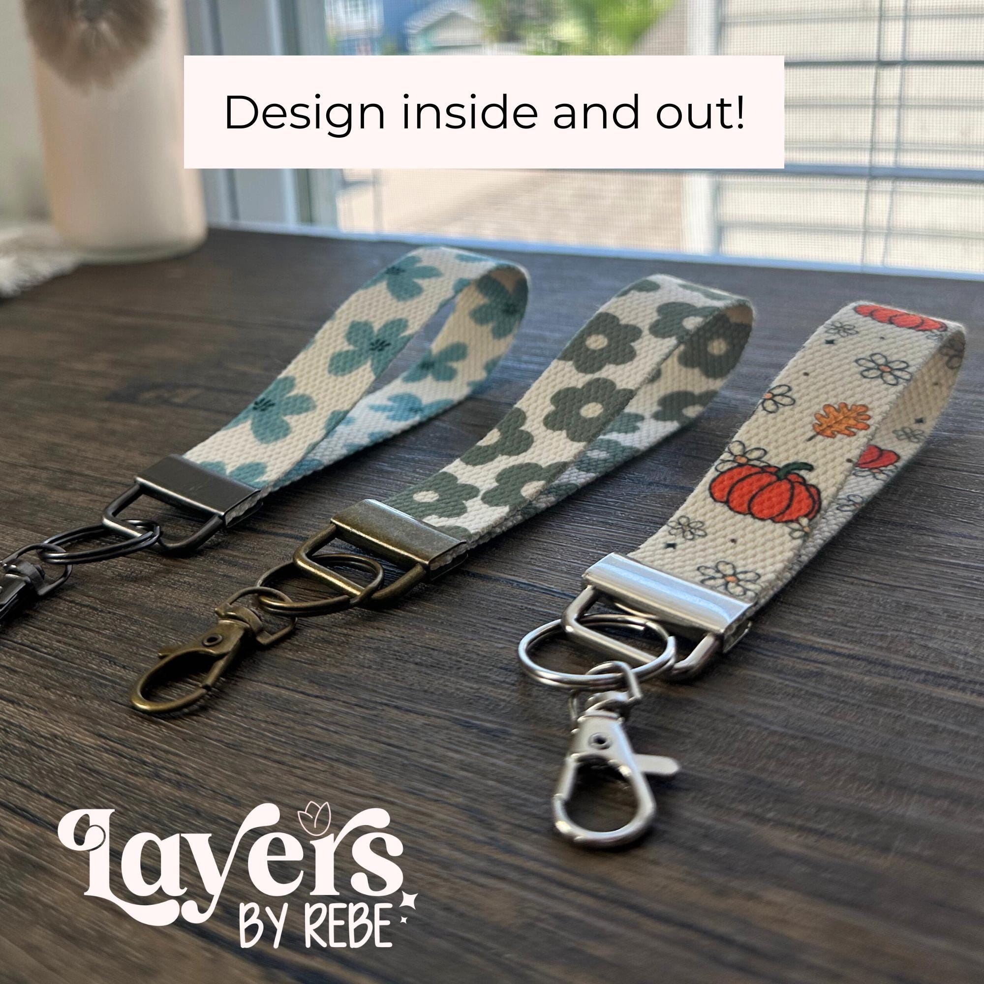 Floral Wristlet Keychain Lanyard, Cute Car Key Fob, Boho Key Holder