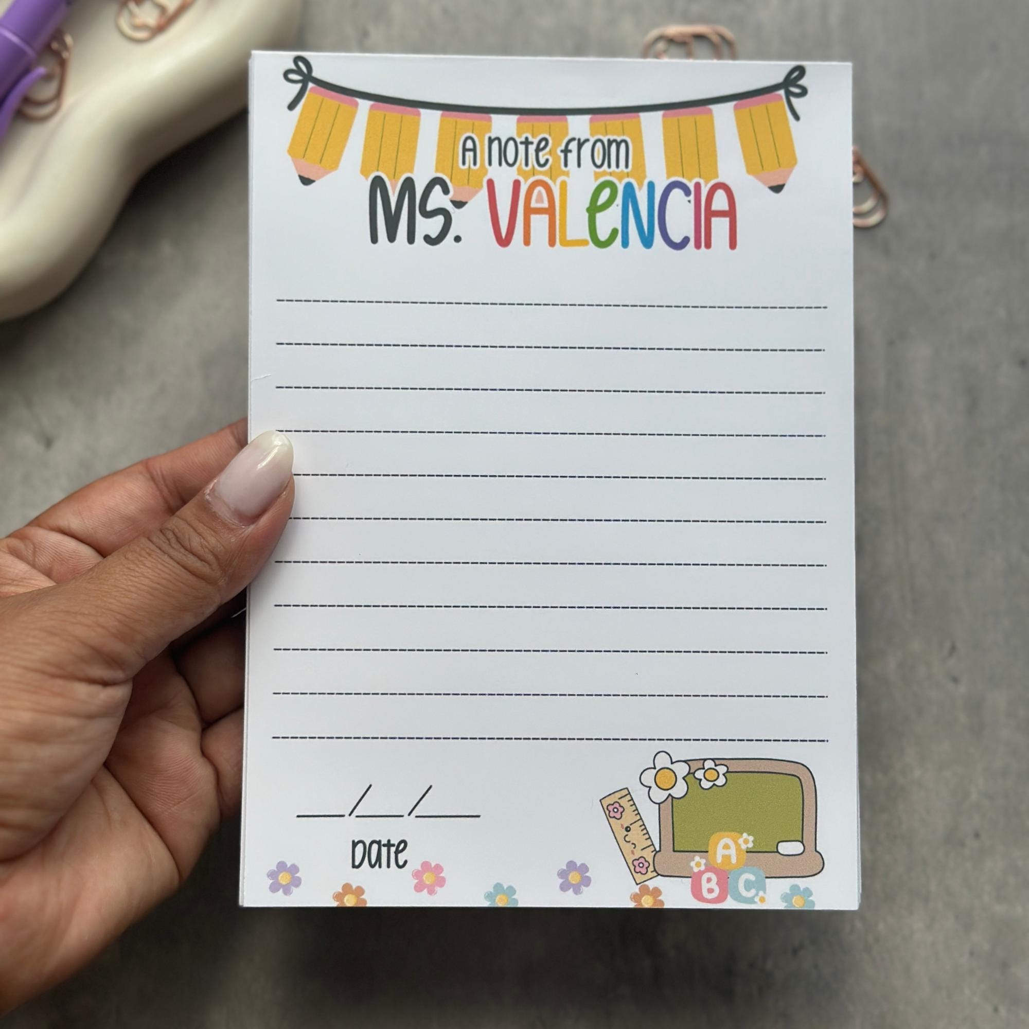 Personalized Teacher Notepad: Custom School Stationery, Classroom Notes