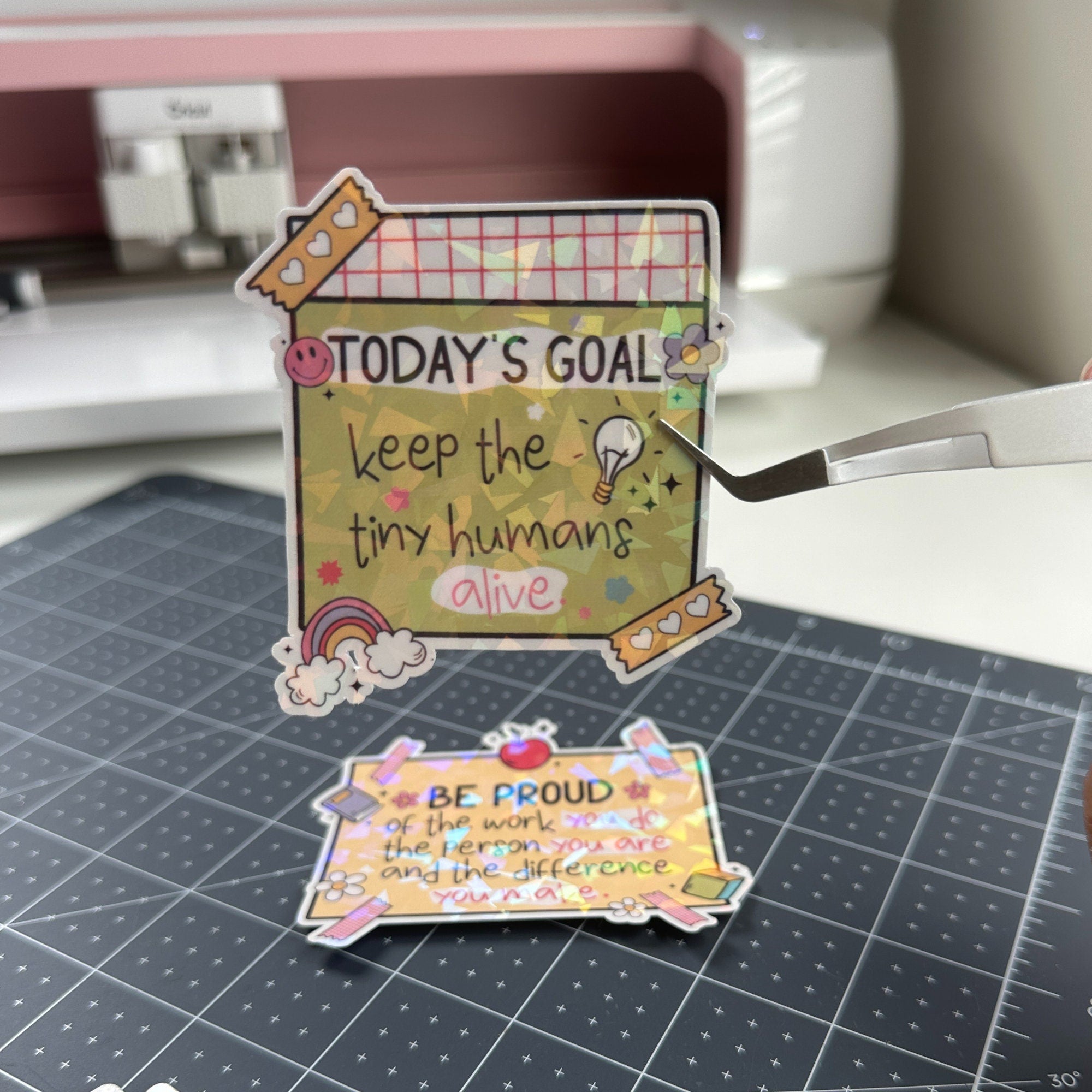 Holographic Teacher Sticker, Water Resistant Laptop Decal