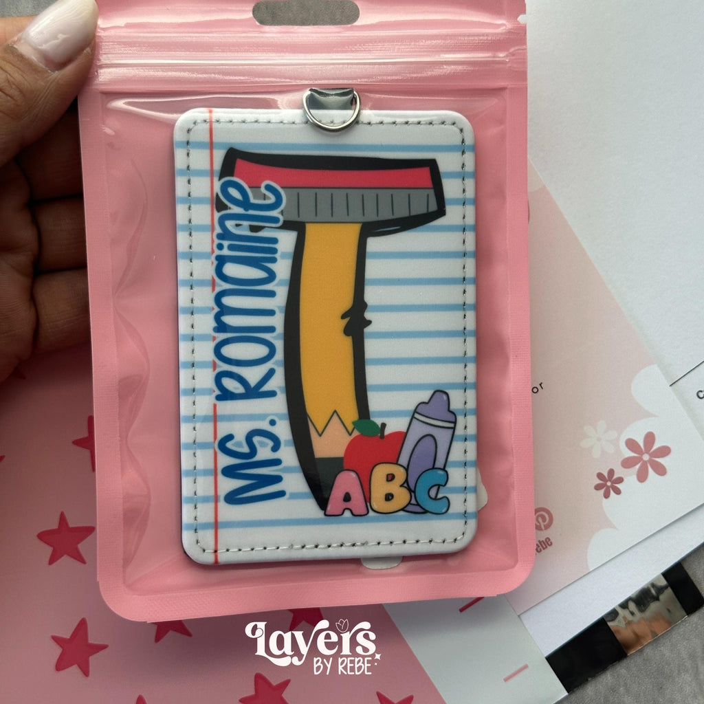 Personalized Teacher ID Badge Holder, Custom Name Vertical Badge Holder, Teacher Work Accessory