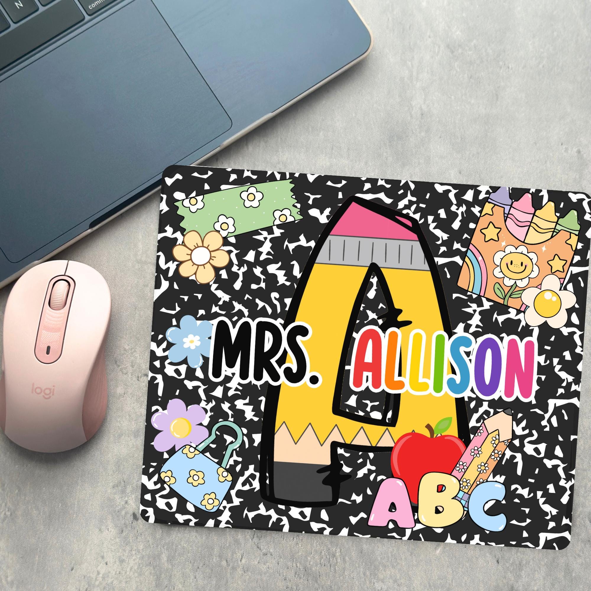 Custom Teacher Mouse Pad, Personalized Back To School Gift, Classroom Desk Accessory, Teacher Appreciation Gift, Cute Classroom Decor