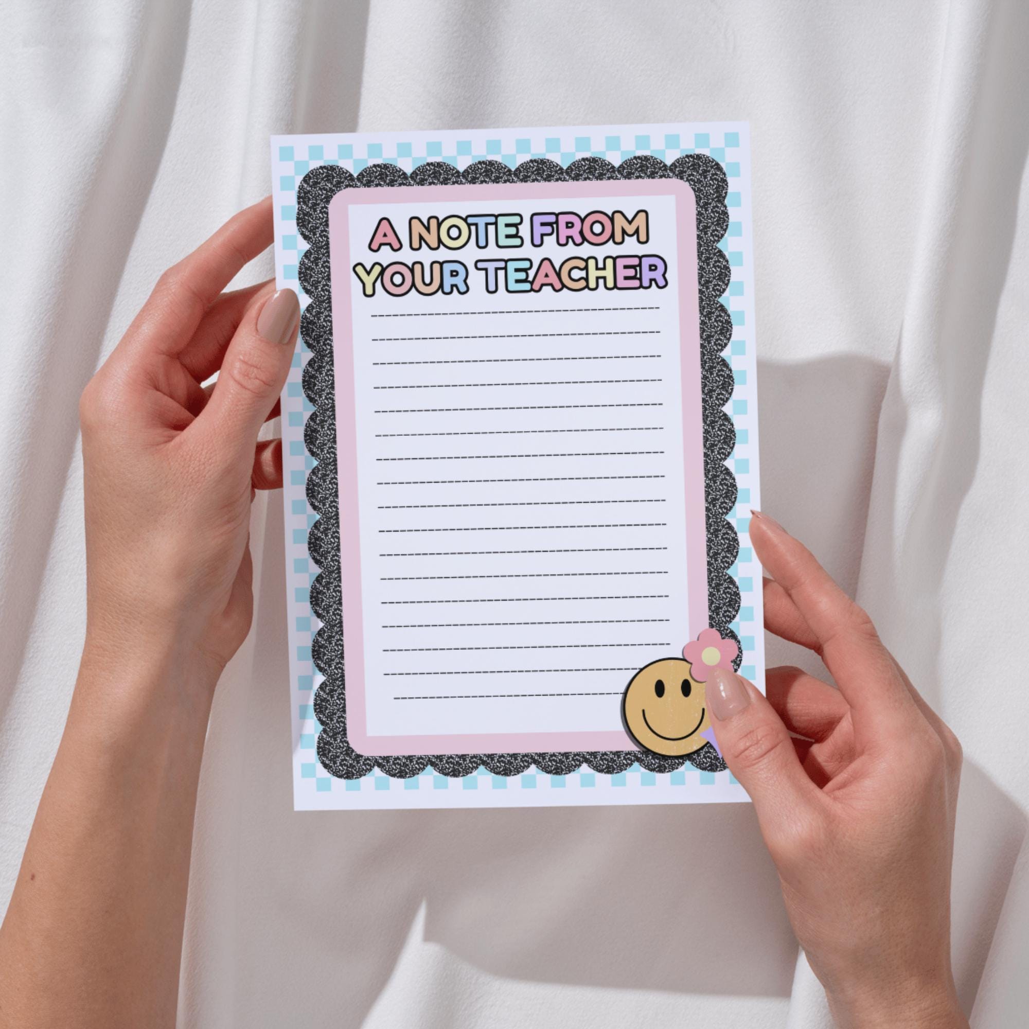 Retro Teacher Notepad, Smiley Face Stationery, Back to School Gift