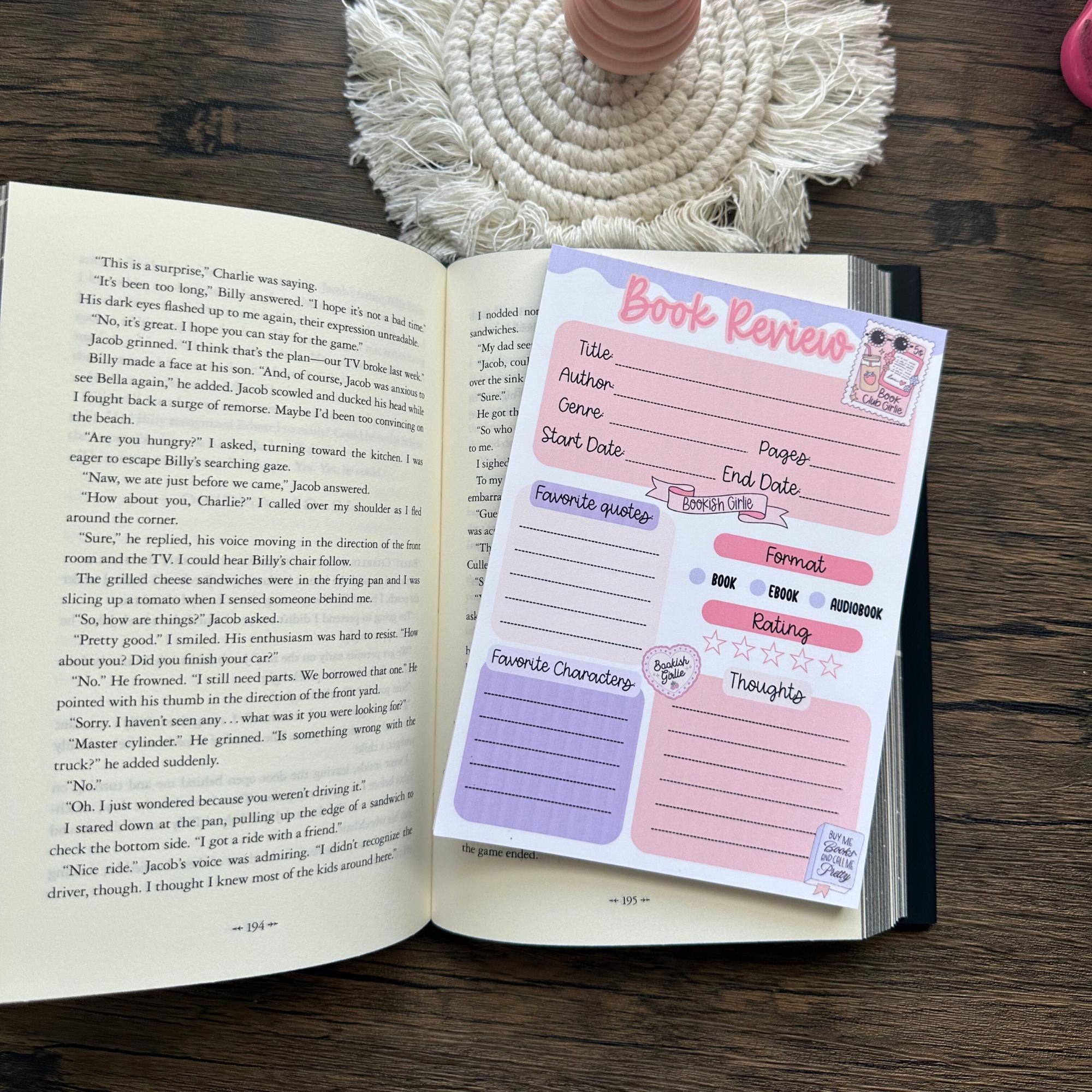 Book Review Notepad | Reading Journal, Bookish Stationery (5x7")