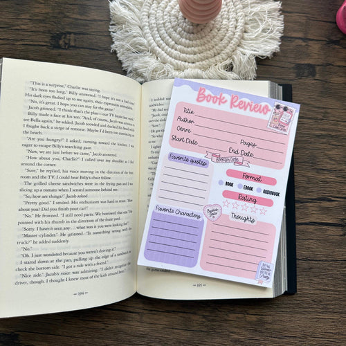 Book Review Notepad | Reading Journal, Bookish Stationery (5x7")