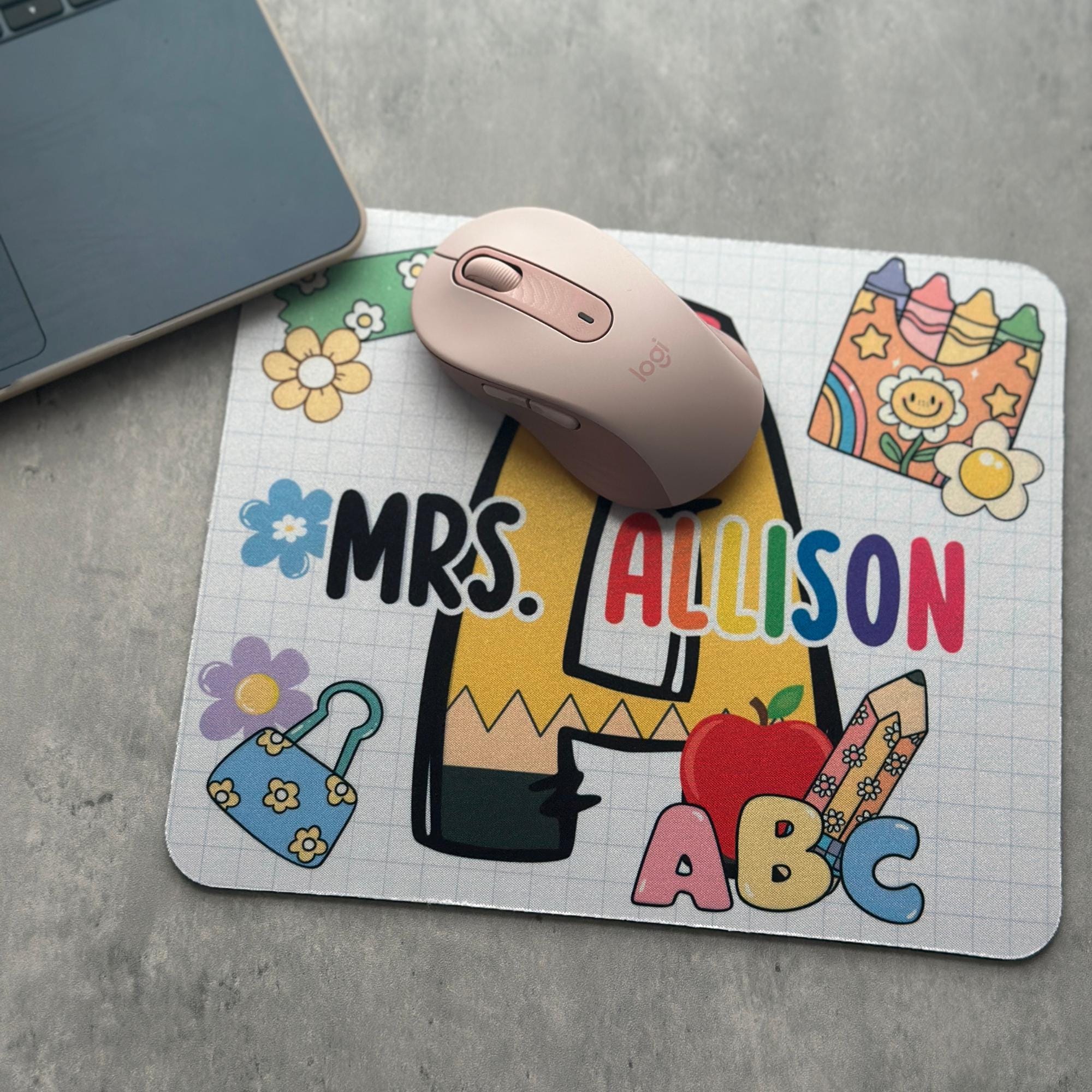 Personalized Teacher Mouse Pad, Back To School Gift, Classroom Decor
