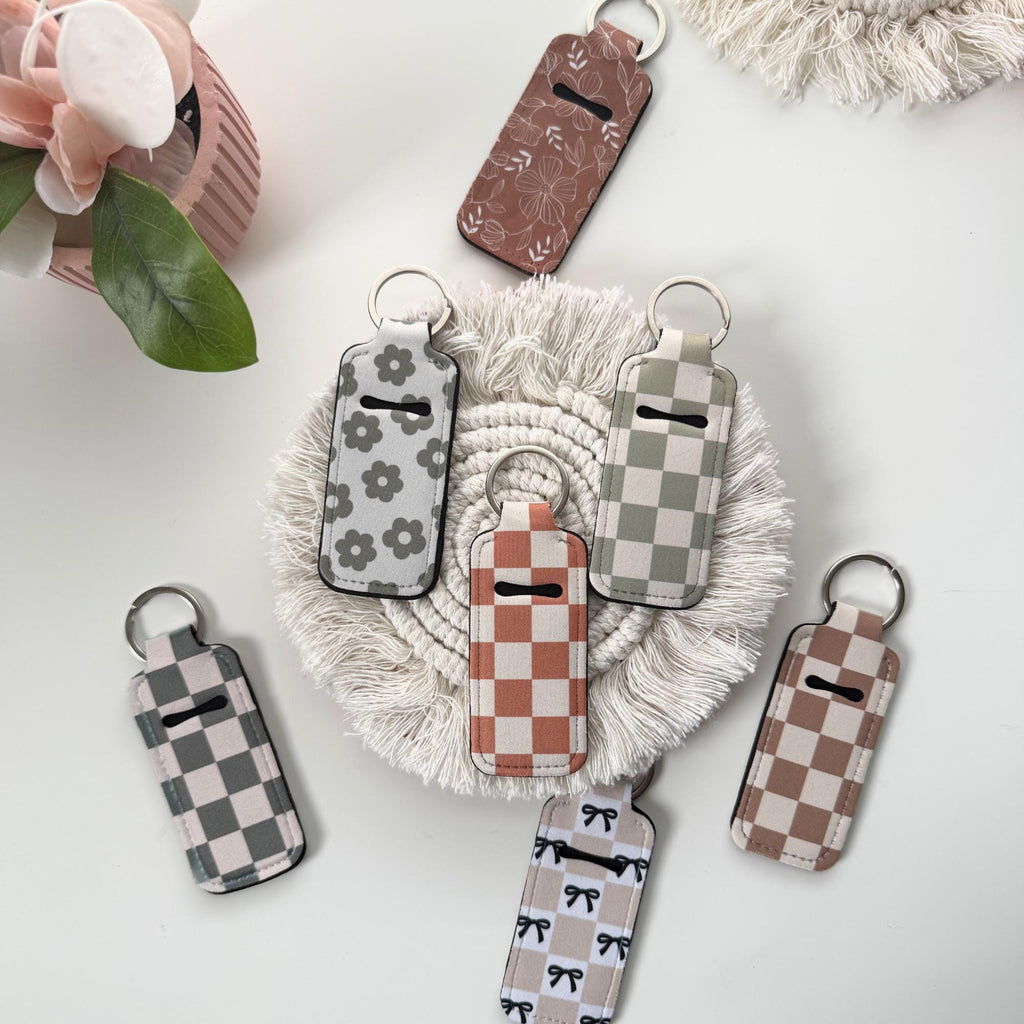 Chapstick Holder Keychain, Custom Lipstick Holder, Floral Lip Balm Keychain, Cute Keychain Gifts For Girls