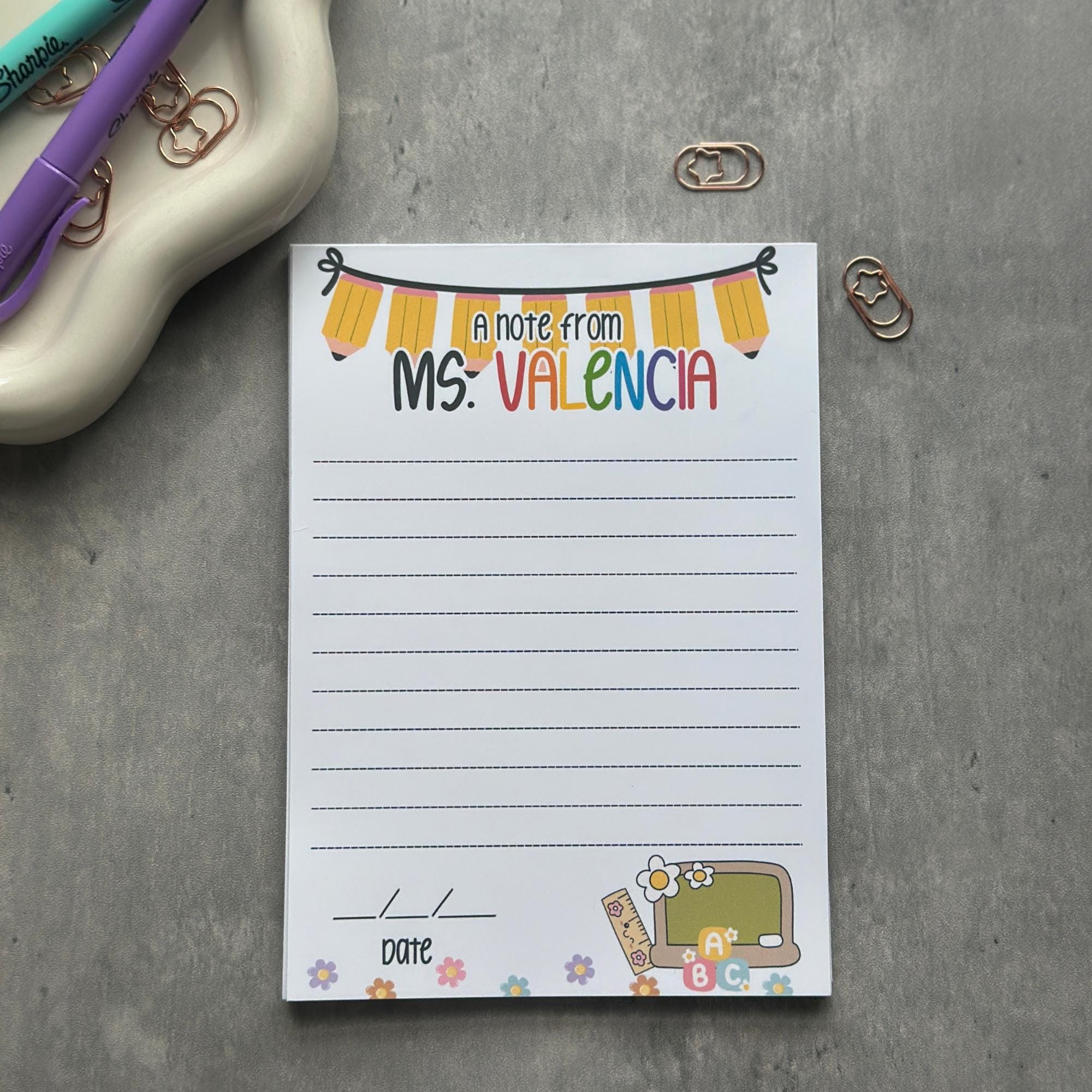 Personalized Teacher Notepad: Custom School Stationery, Classroom Notes
