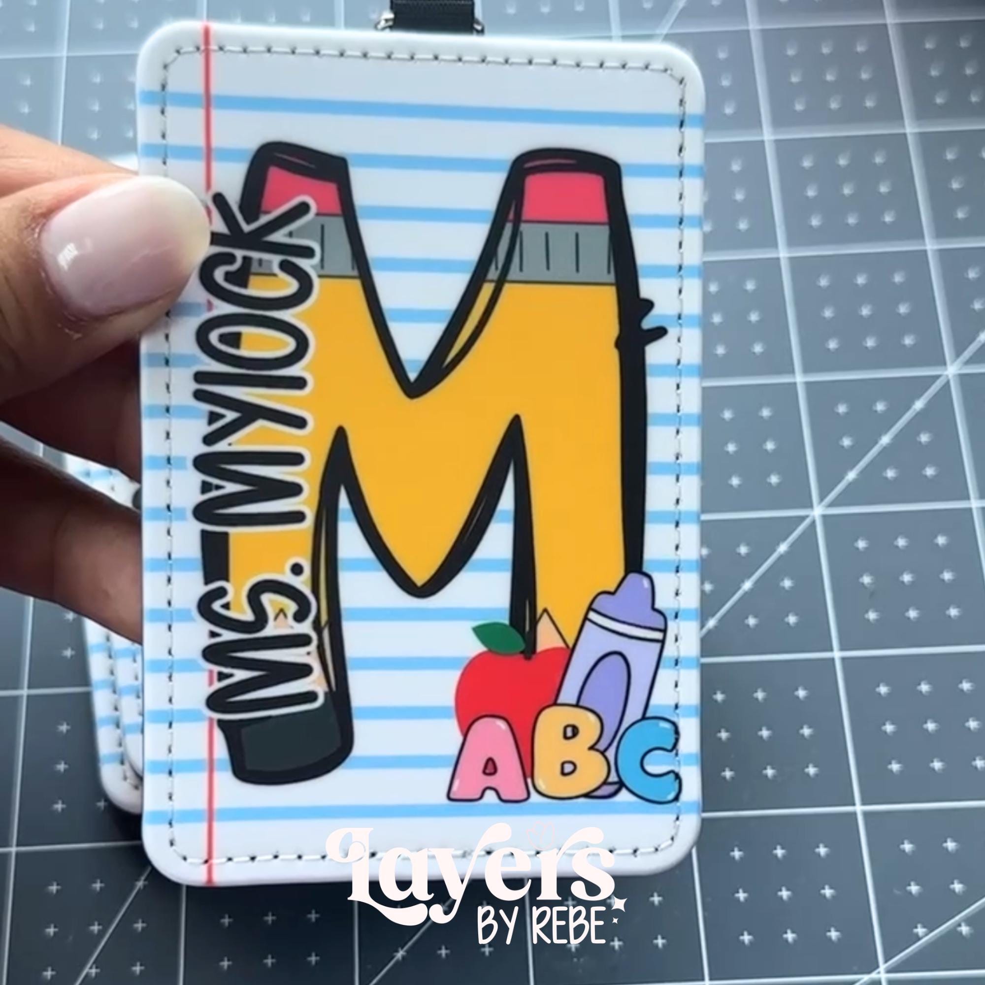 Personalized Teacher ID Badge Holder, Custom Name Vertical Badge Holder, Teacher Work Accessory