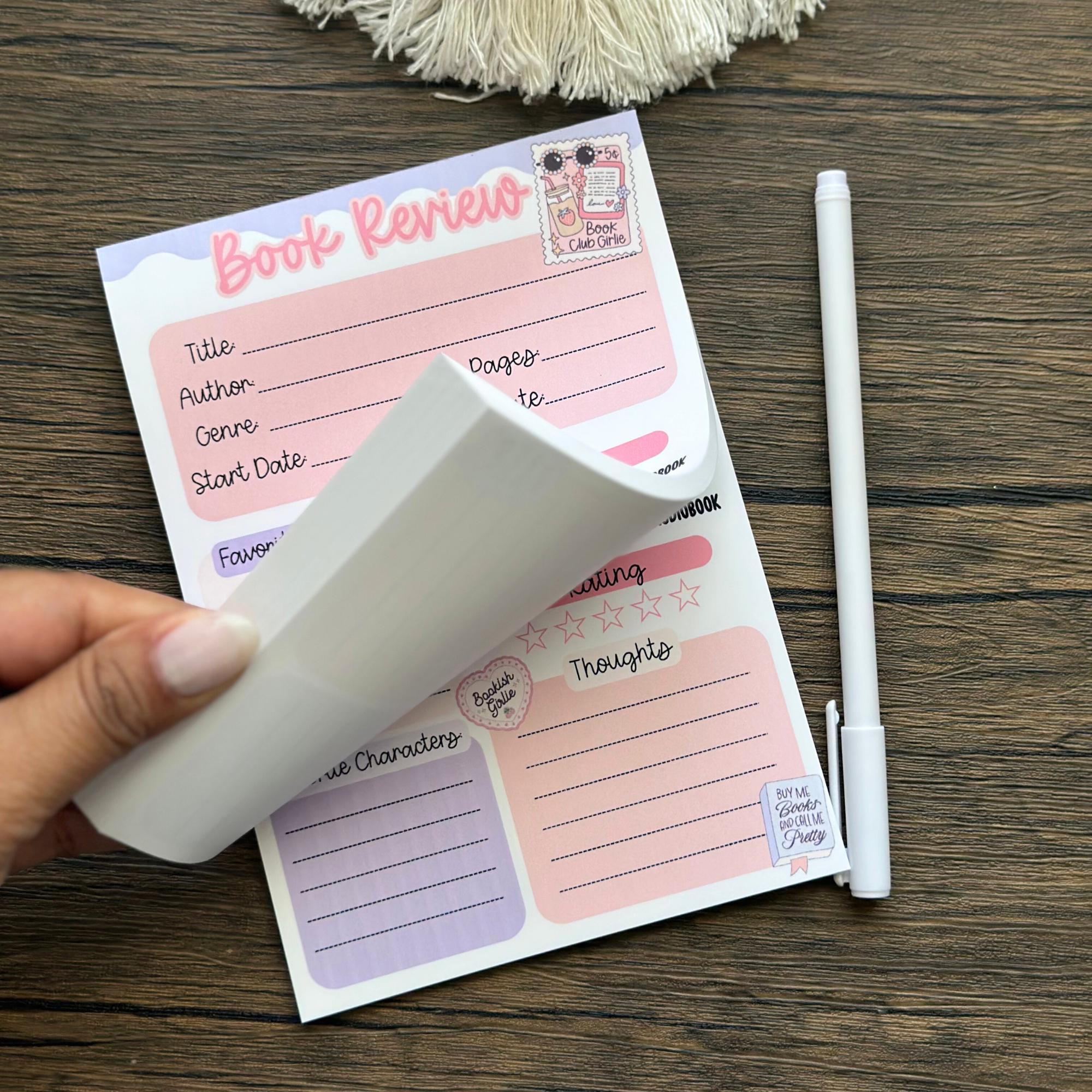 Book Review Notepad | Reading Journal, Bookish Stationery (5x7")