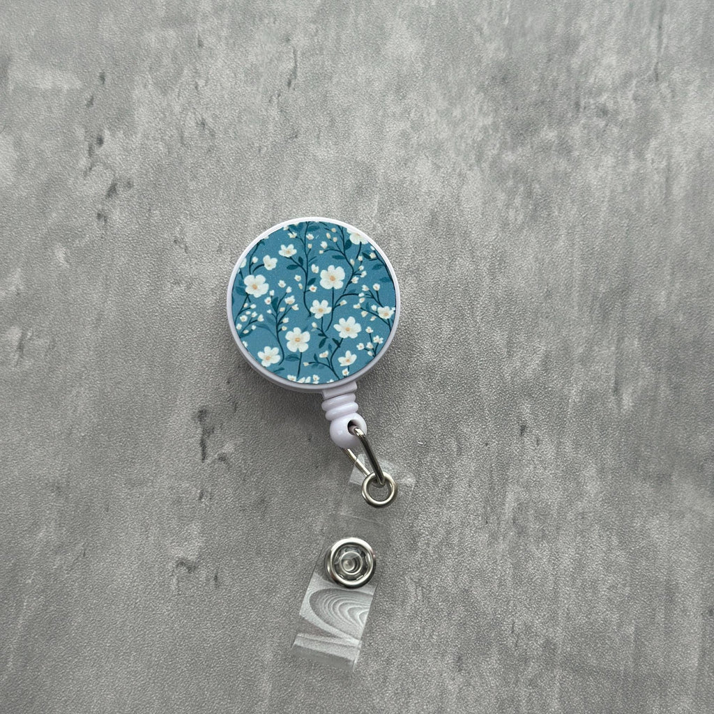 Floral Retractable ID Badge Reel, Boho Nurse Badge Holder
