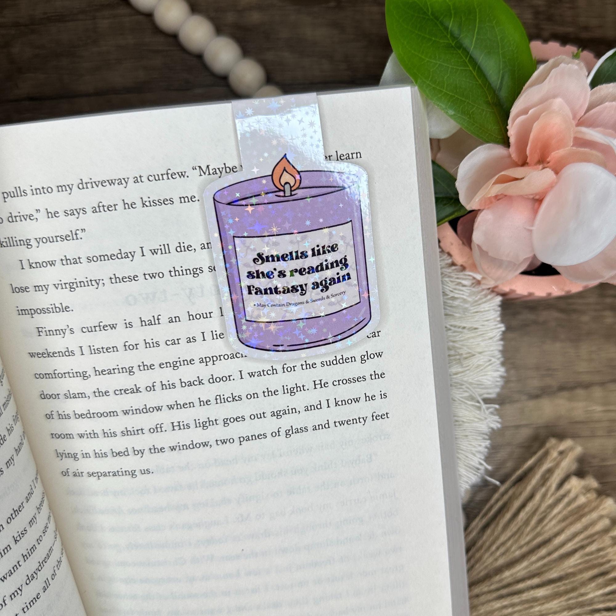 Holographic Candle Magnetic Bookmark, Fantasy Readers
