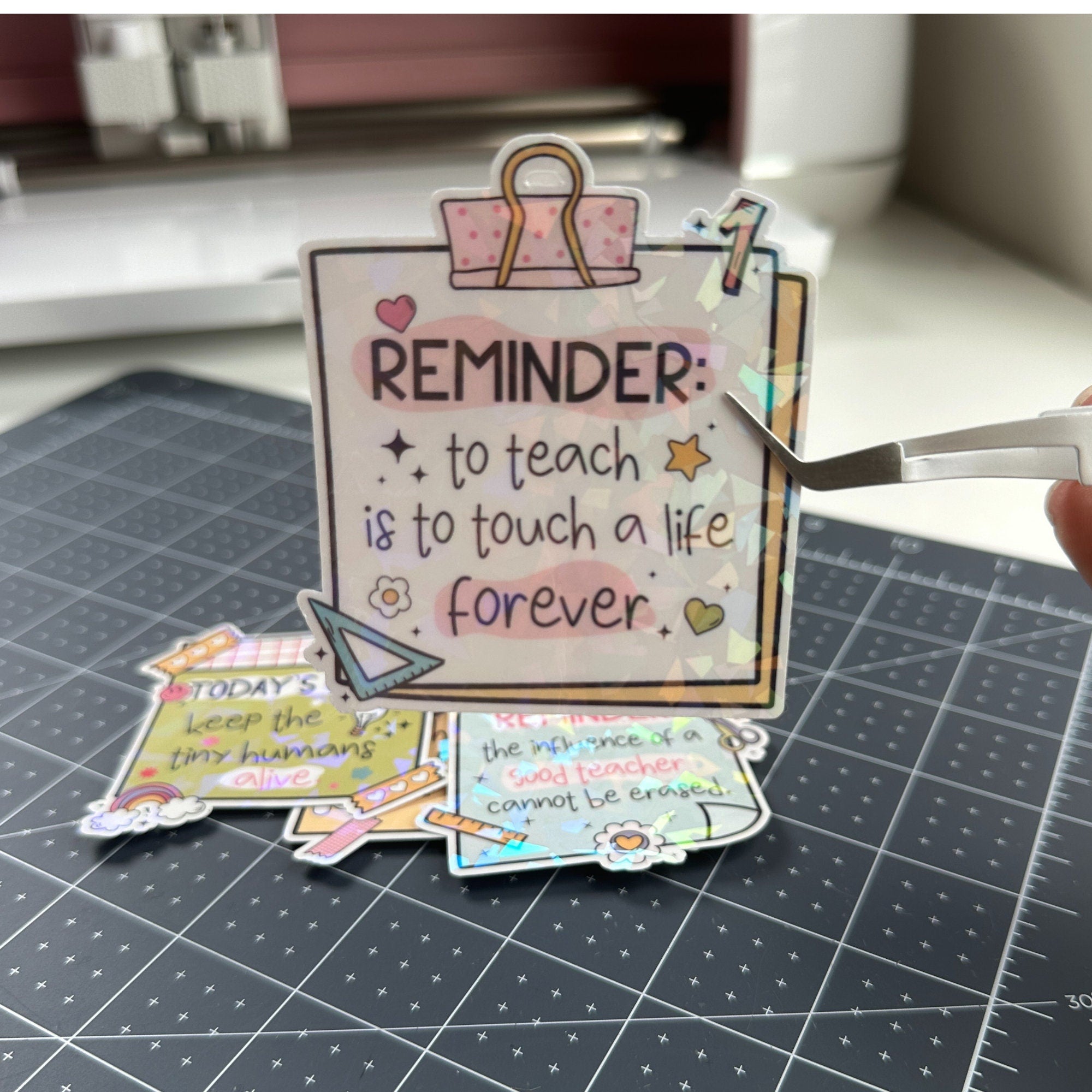 Holographic Teacher Sticker, Water Resistant Laptop Decal